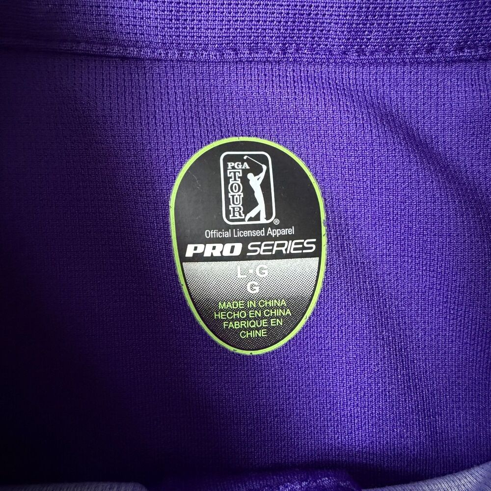 PGA Tour Pro Series Men's Purple & Gray‎ Striped Golf Polo Shirt - Size Large - Picture 2 of 7